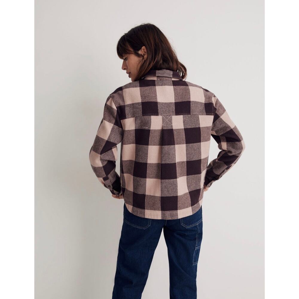 ♥️ Madewell Waffle Half Zip Popover Shirt Warm Sandstone Brown Pink Women Size M - Picture 2 of 7